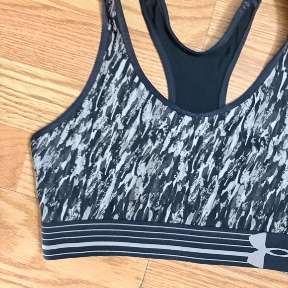 Under Armour Patterned Sports Bra in Black and Gray - Picture 3 of 7